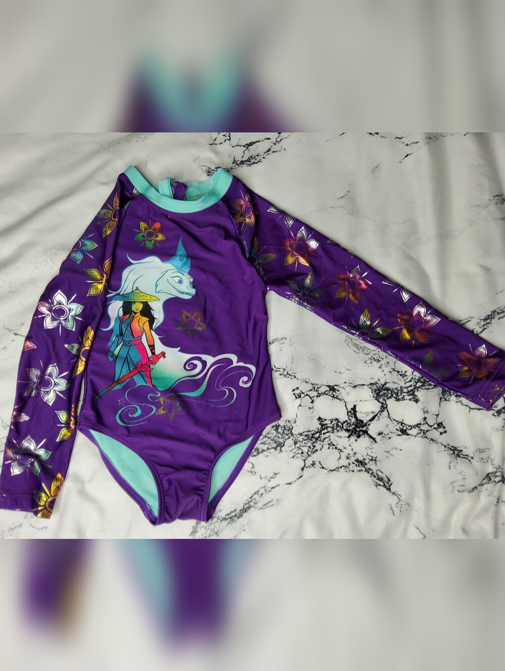Disney Girls' Raya & The Last Dragon Long Sleeve Swimsuit